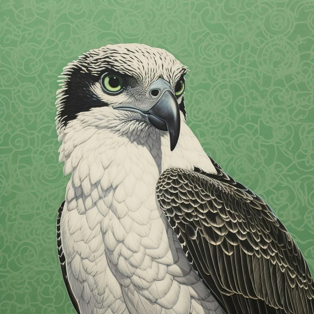 Ohara Koson Inspired Bird Painting Osprey 1 Square