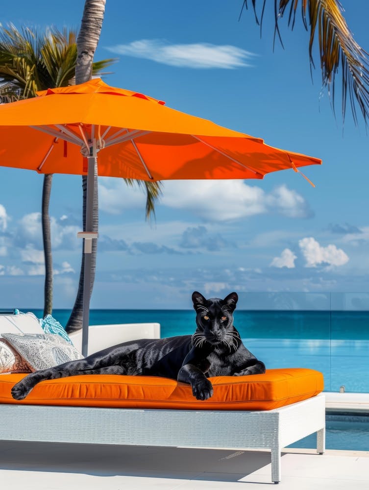 Black Cat On A Lounge Chair