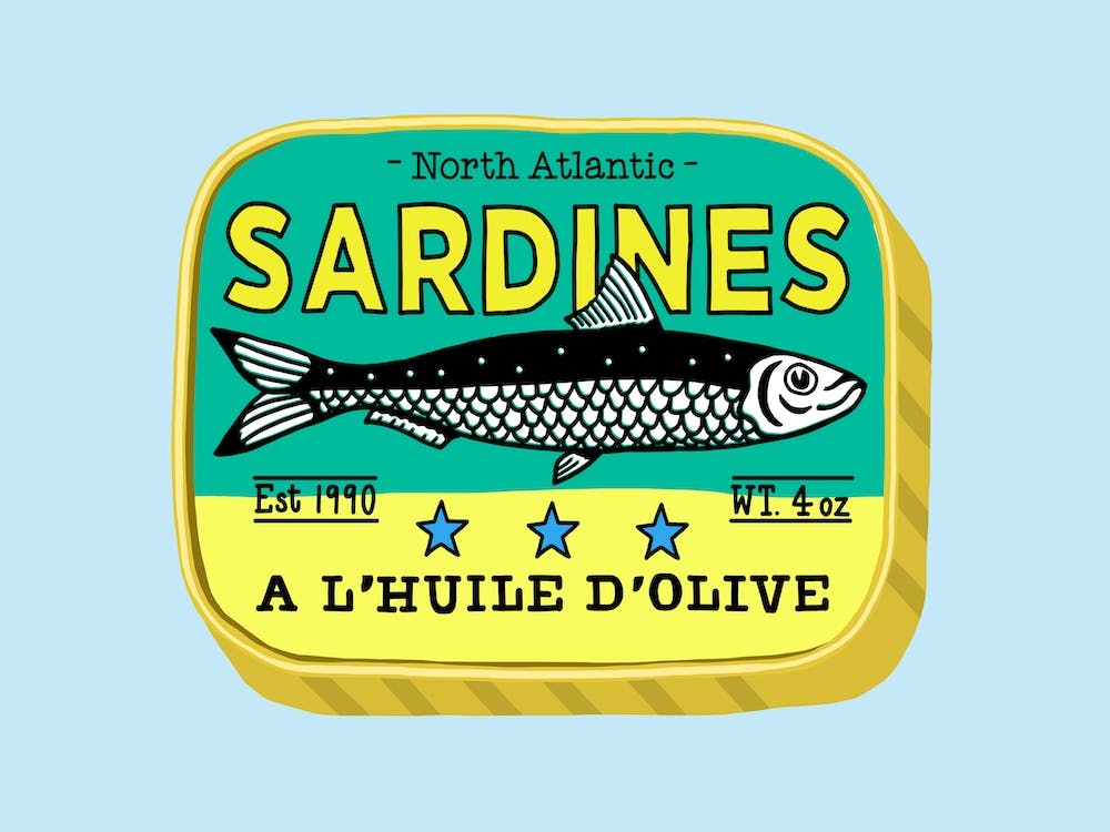 Sardine Tin Pop Art On Blue