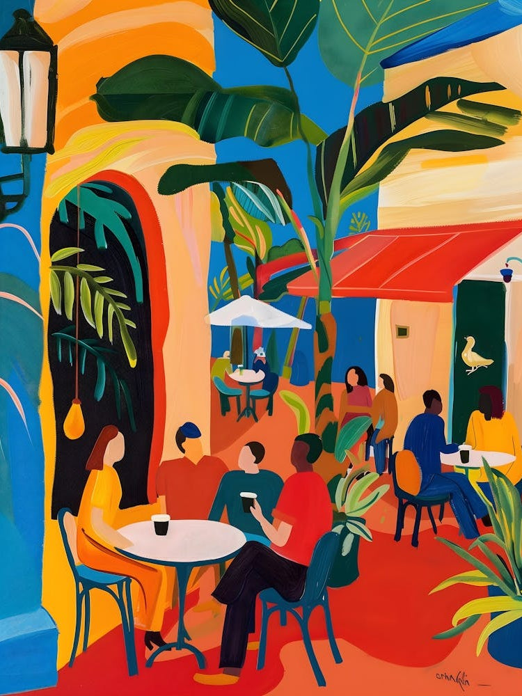 Matisse Inspired, Cafe At The Plaza, Fauvism Style