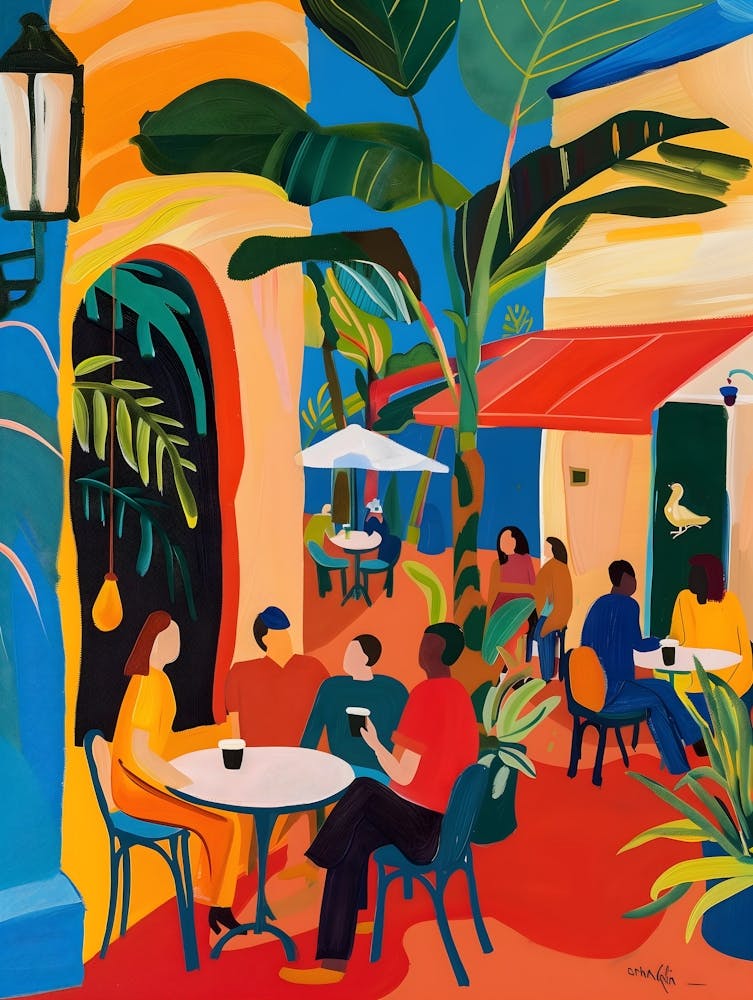 Matisse Inspired, Cafe At The Plaza, Fauvism Style