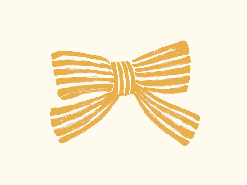 Blue Stripe Bow Ribbon - Yellow Gold