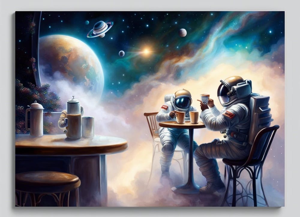 Astronauten trinken Kaffee im Weltall
