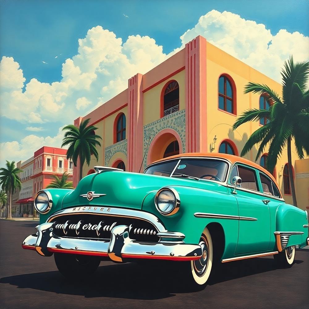 Vintage Car In Miami