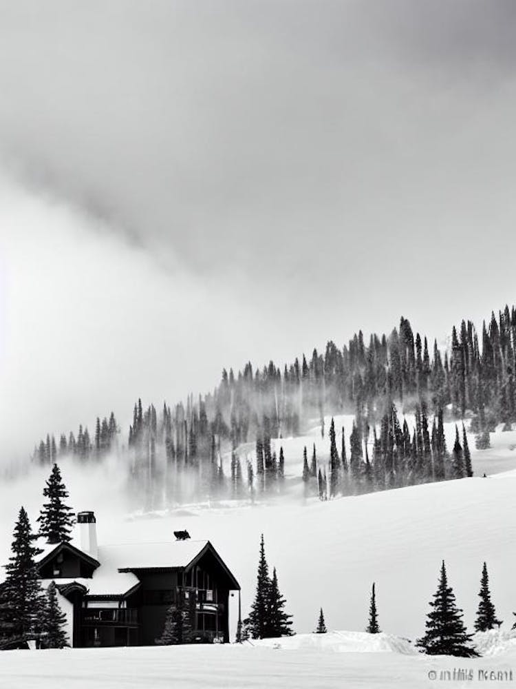 Steamboat, Usa Black And White Skiing Poster