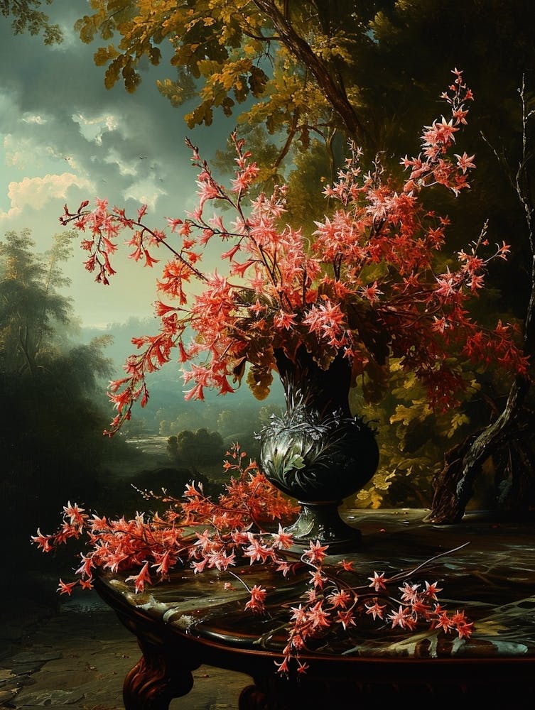 Baroque Floral Still Life Coral Bells 4