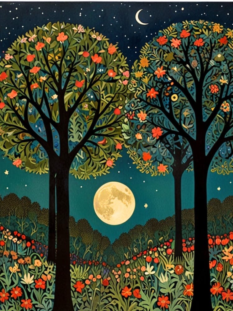 William Morris Moonlight Trees 3