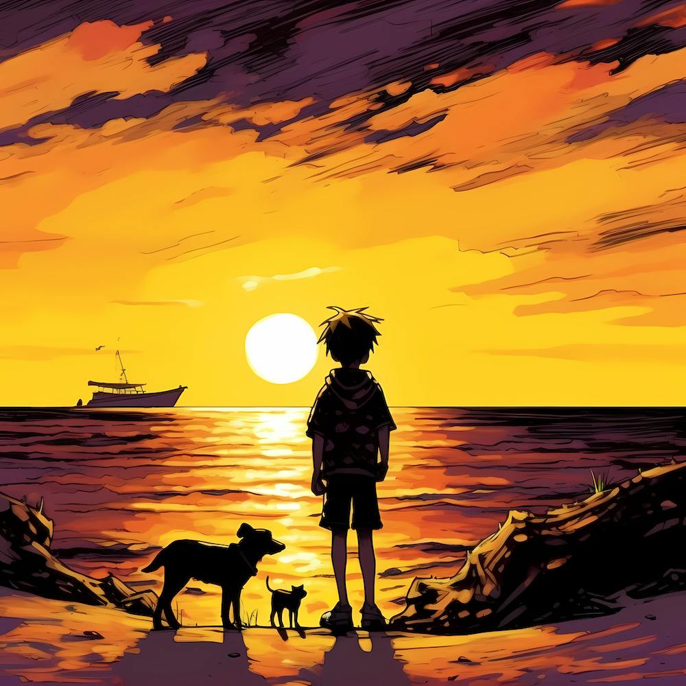 Best friends at sunset