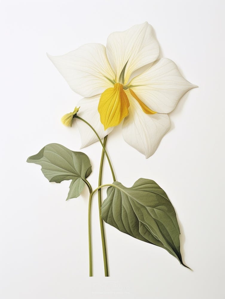 Pressed Wildflower Botanical Art Great White Trillium
