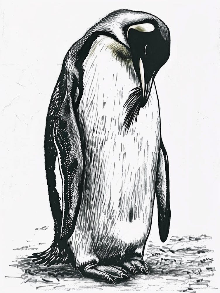 King Penguin Grooming Their Feathers 2