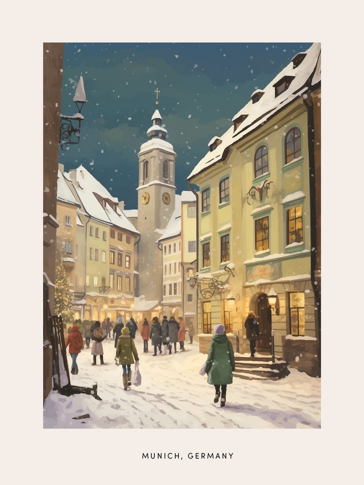Vintage Winter Poster Munich Germany 5