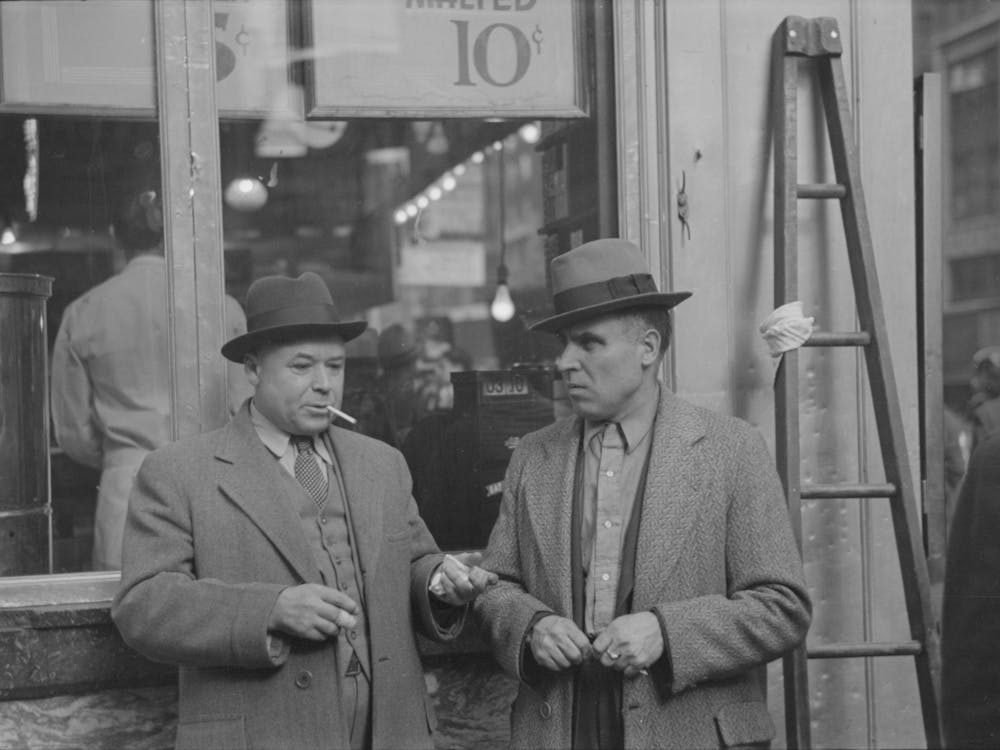 Untitled Photo, Possibly Related To Two Men In Conversation, 7th Avenue Near 38th Street, New York City By Russell 1