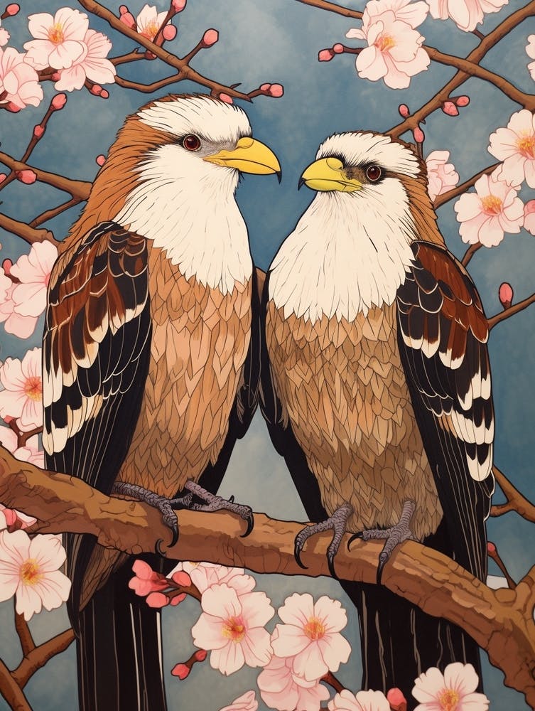 Art Nouveau Birds Poster Crested Caracara 1