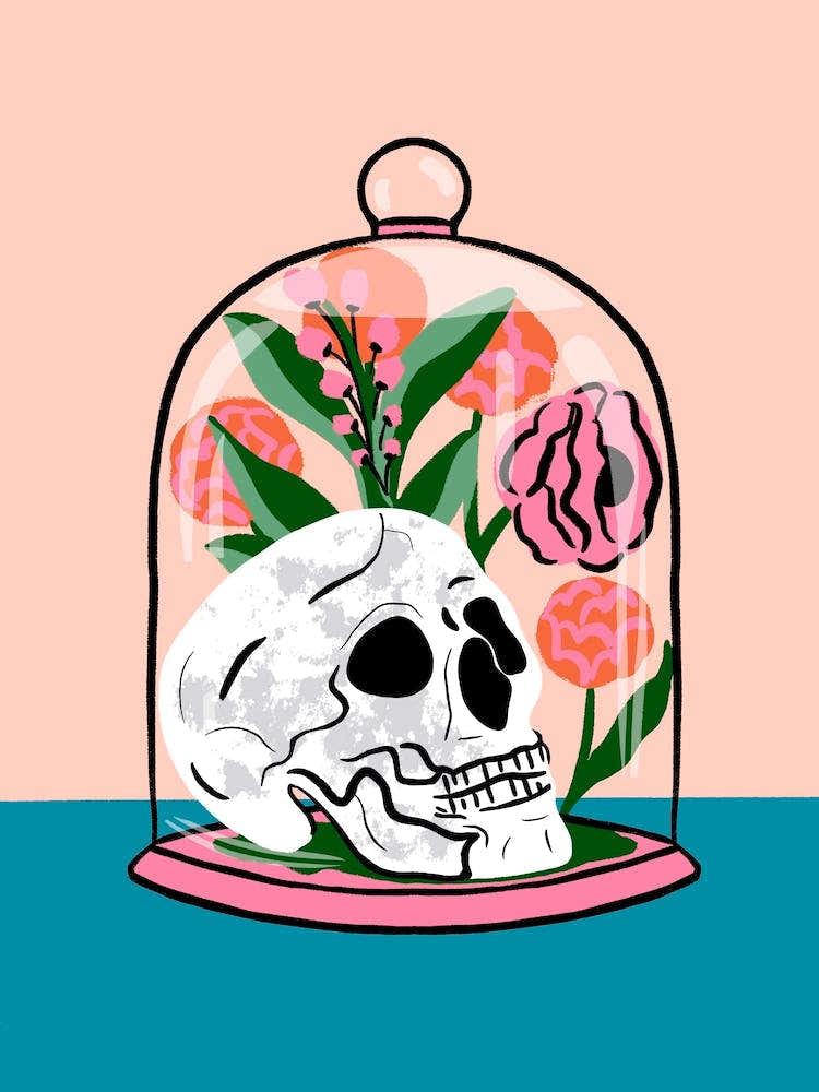 Skull Terrarium with flowers