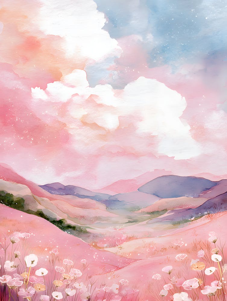 Gorgeous Serene Hill Pink Landscape 4