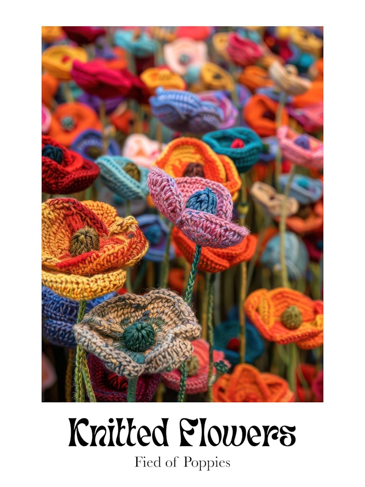 Knitted Flowers Fied Of Poppies 4