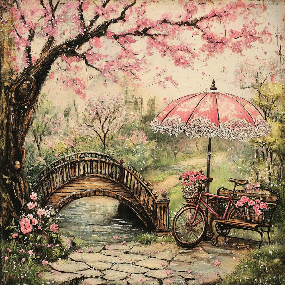 Vintage Cherry Blossom Dreamscape 5