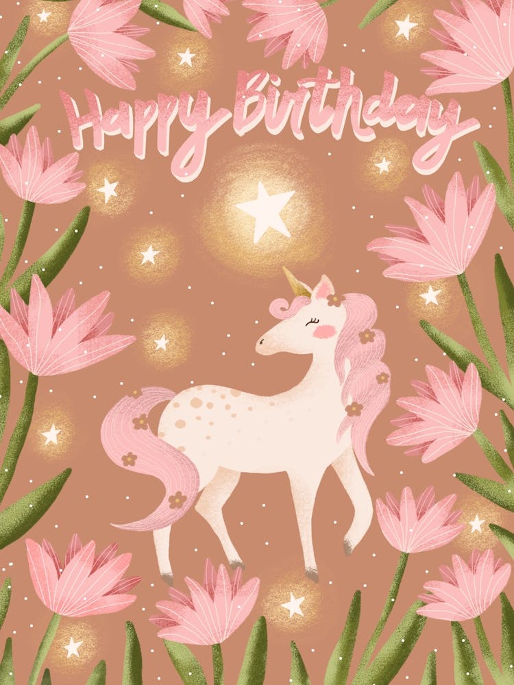 Baby girl birthday pink unicorn
