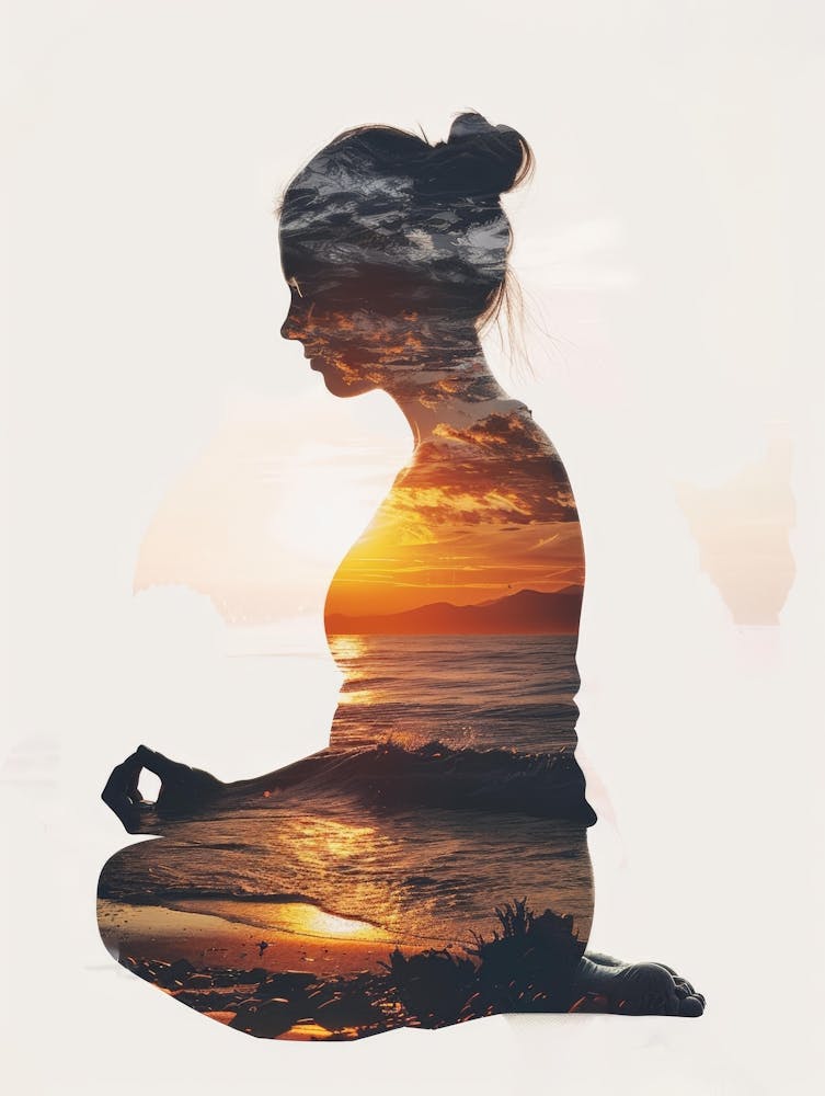 Yoga Meditation At Sunset