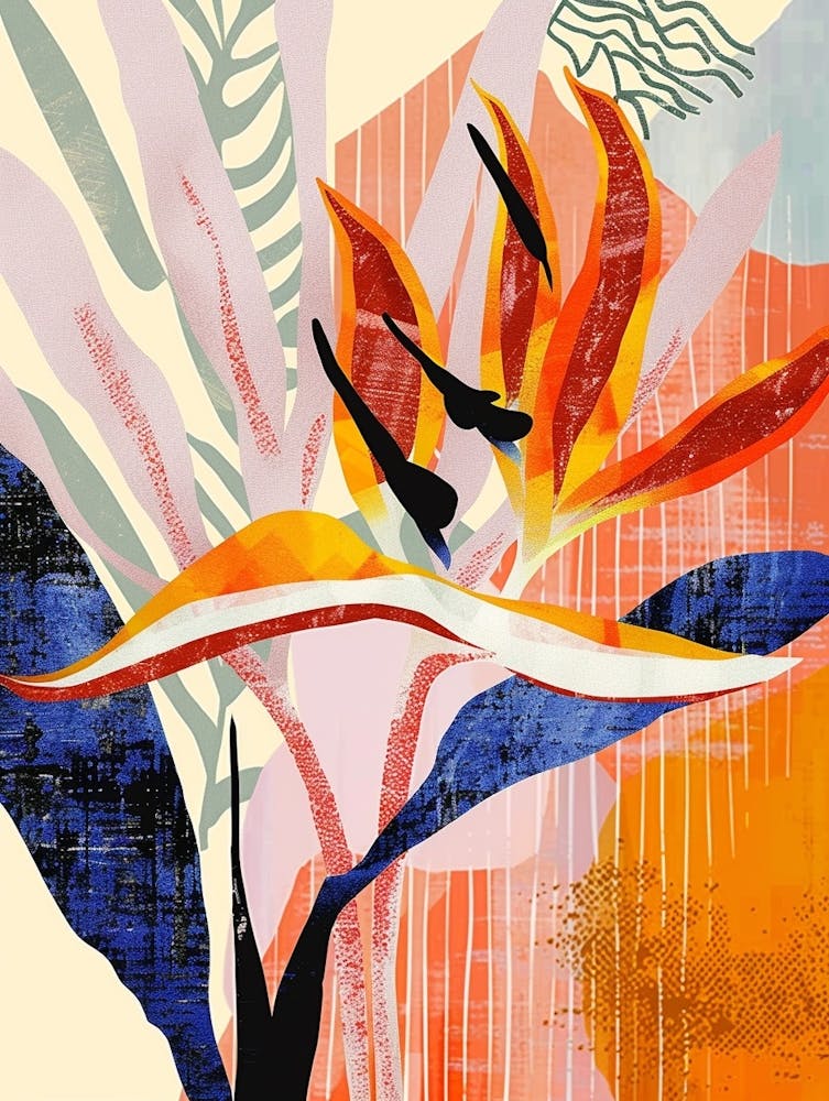 Colourful Flower Illustration Bird Of Paradise 4