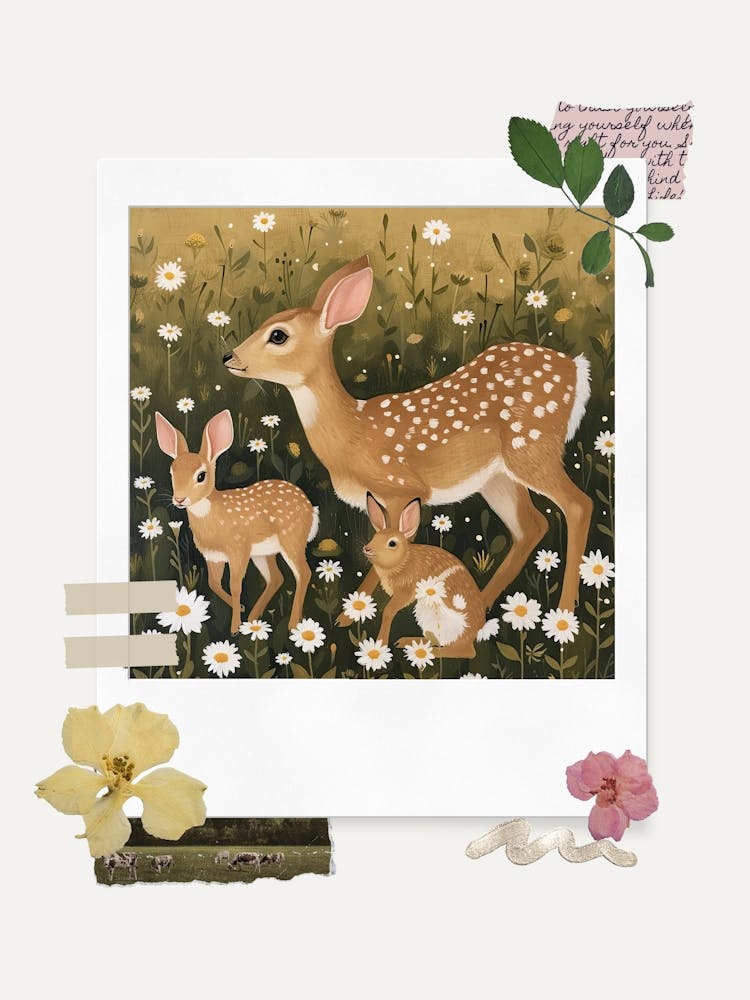 Scrapbook Deer And Bunnies Fairycore Painting 4