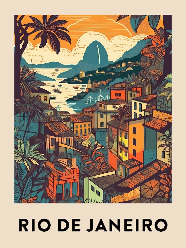Rio De Janeiro 4 Vintage Travel Poster