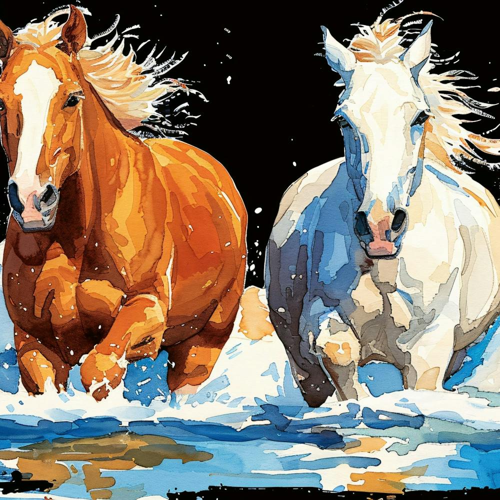 Chevaux Dans L'Eau