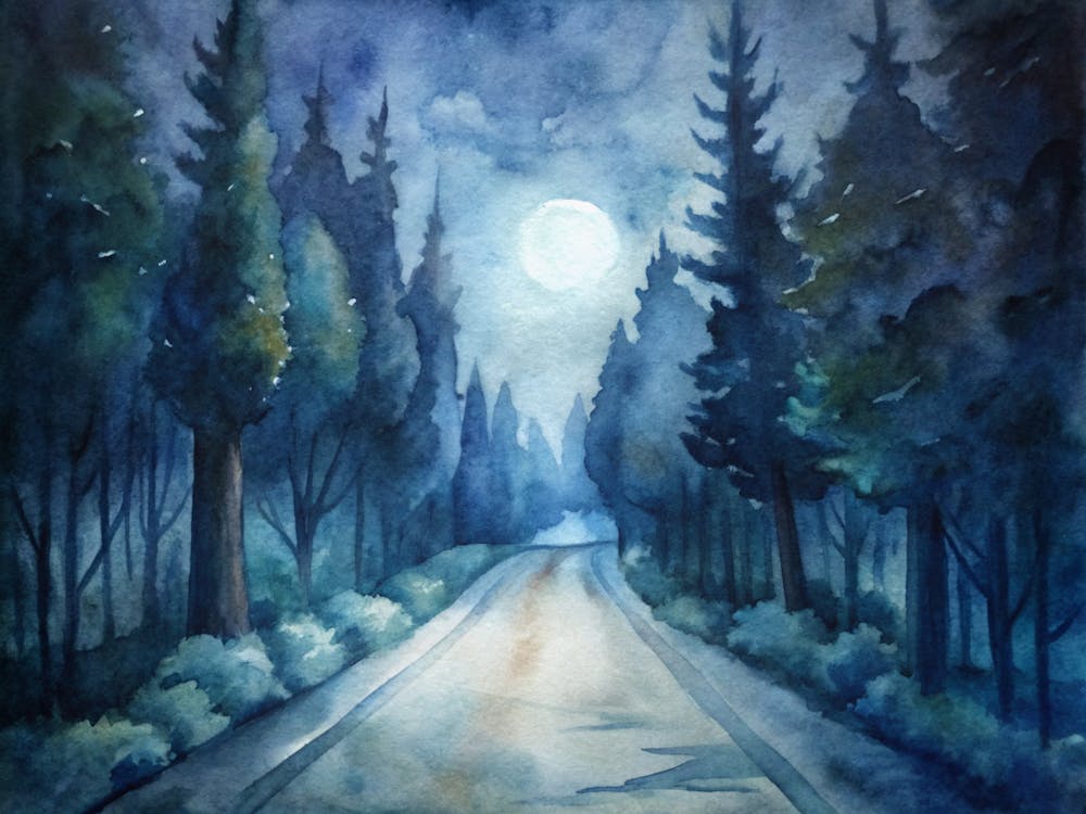 A Mysterious Road In The Heart Of A Forest Lit B (1)
