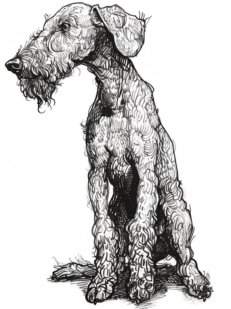 Bedlington Terrier Dog Line Sketch 1