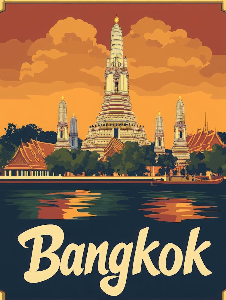 Aihrgdesign A Vintage Travel Poster Of Bangkok Featuring The