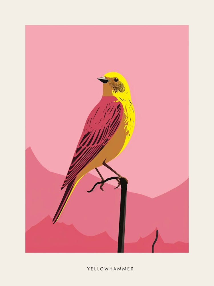 Minimalist Yellowhammer 2 Bird Poster