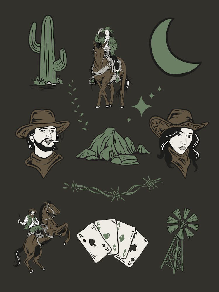 Western Flash Sheet Wall Art | Desert Cactus Wall Art | Cowboy Cowgirl Western Living Room Bedroom