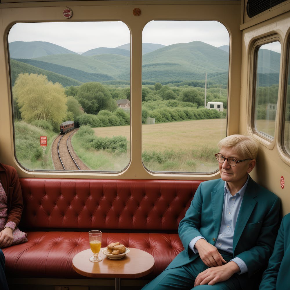 Vintage Train Journey Series: David Hockney Style 7