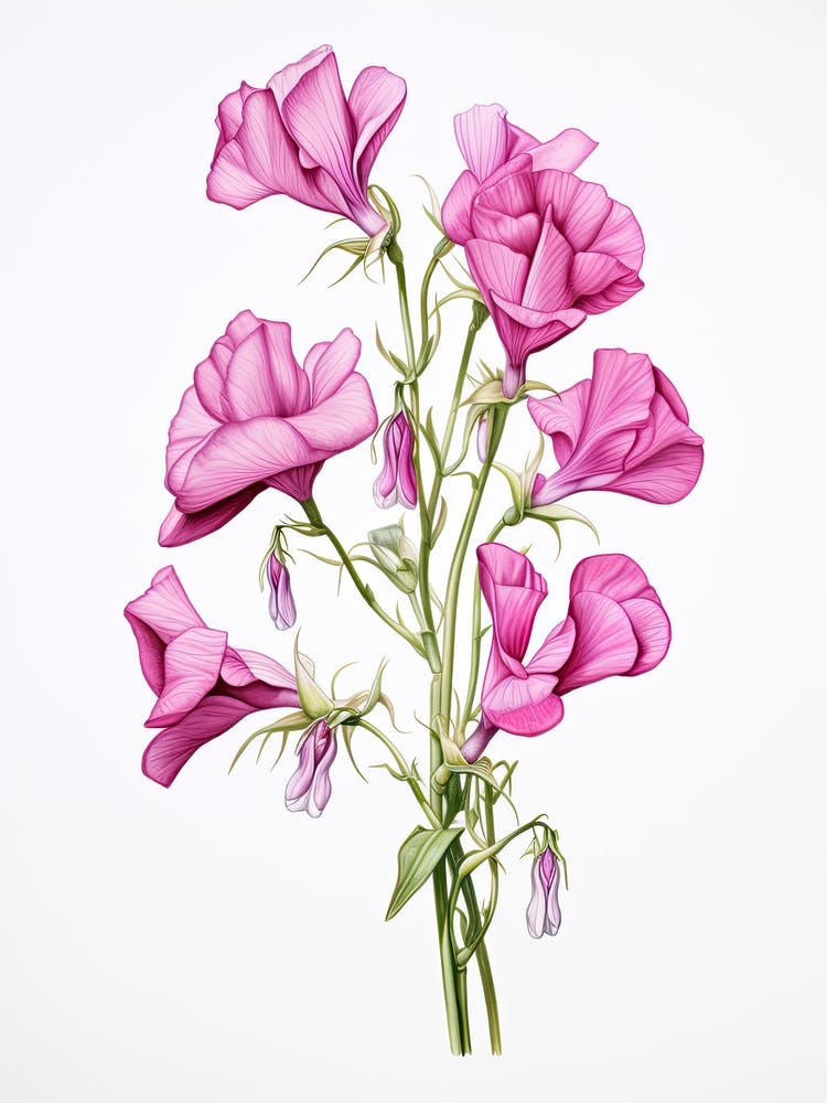 Sweet Peas Flower Vintage Botanical 2