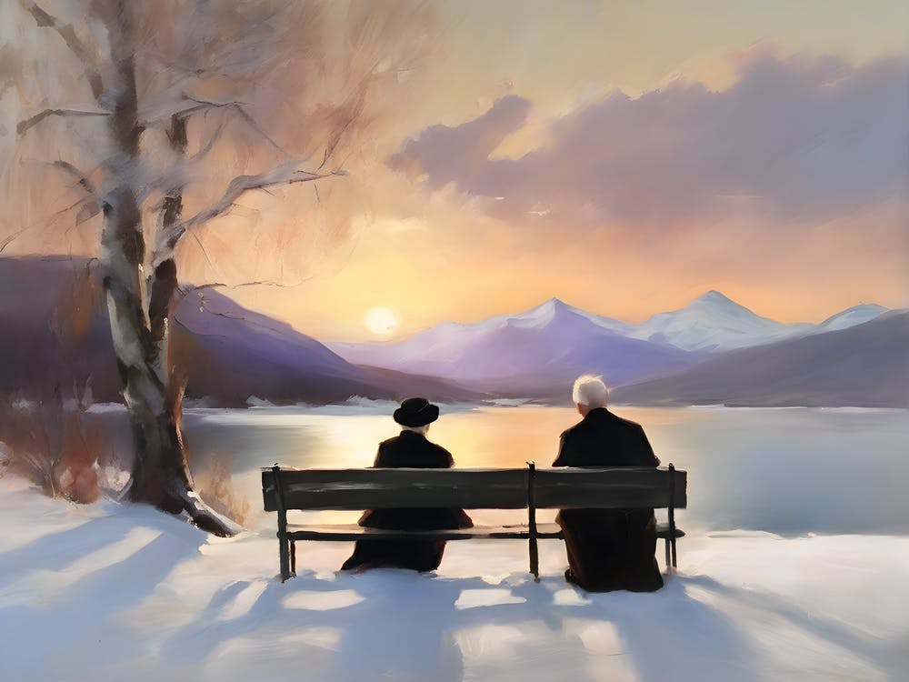 Frozen Lake Sunset
