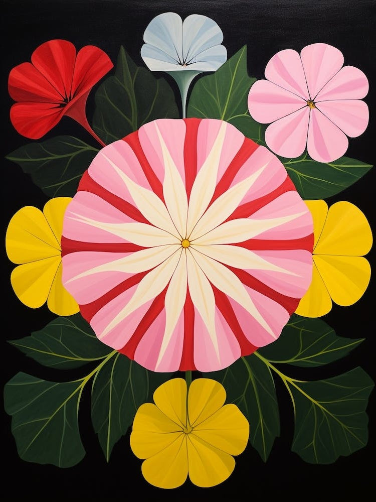 Phlox 2 Hilma Af Klint Inspired Flower Illustration