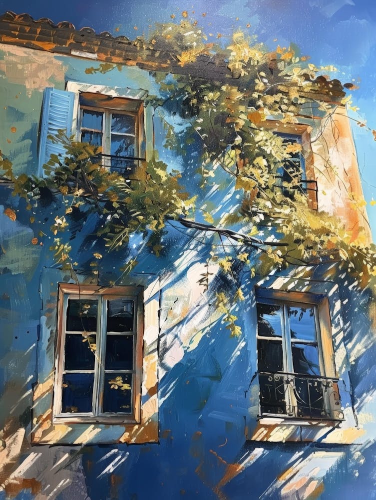 Blue House With Blue Shutters