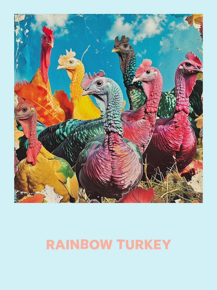 Rainbow Turkey Retro Poster 1
