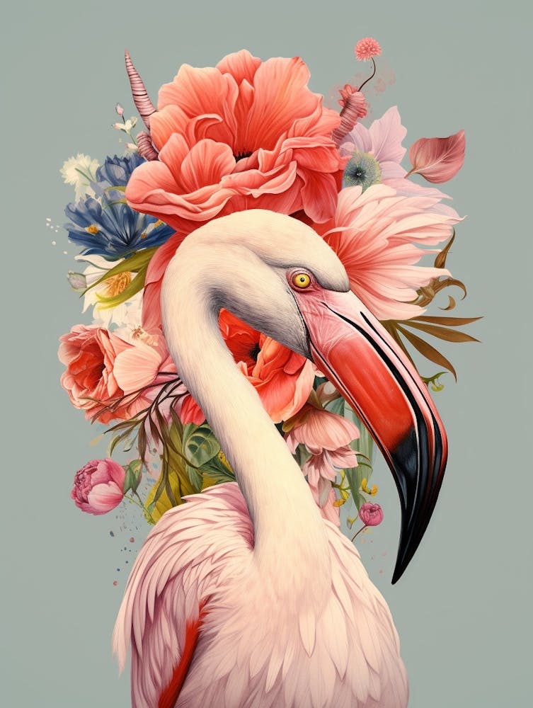 Bird With A Flower Crown Greater Flamingo 2
