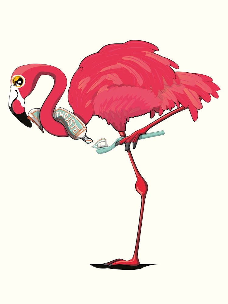 Flamingo Brushing Teeth