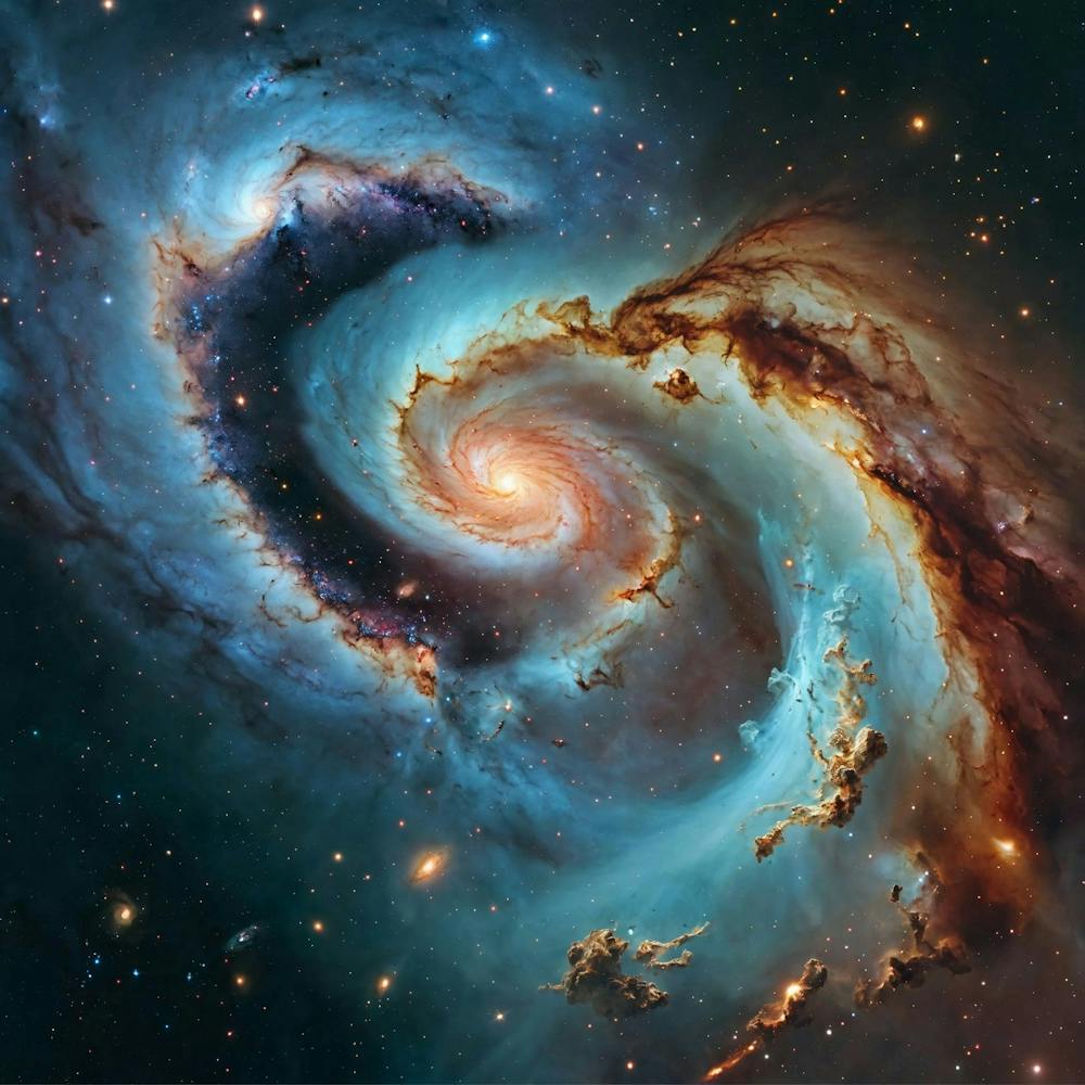 An Illustration Of Two Galaxies Colliding With Eac (1)