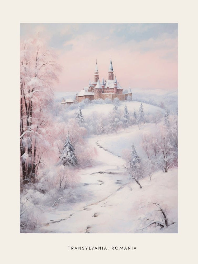 Dreamy Winter Painting Poster Transylvania Romania