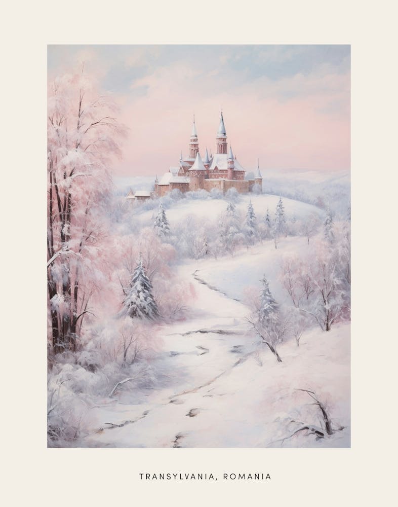 Dreamy Winter Painting Poster Transylvania Romania