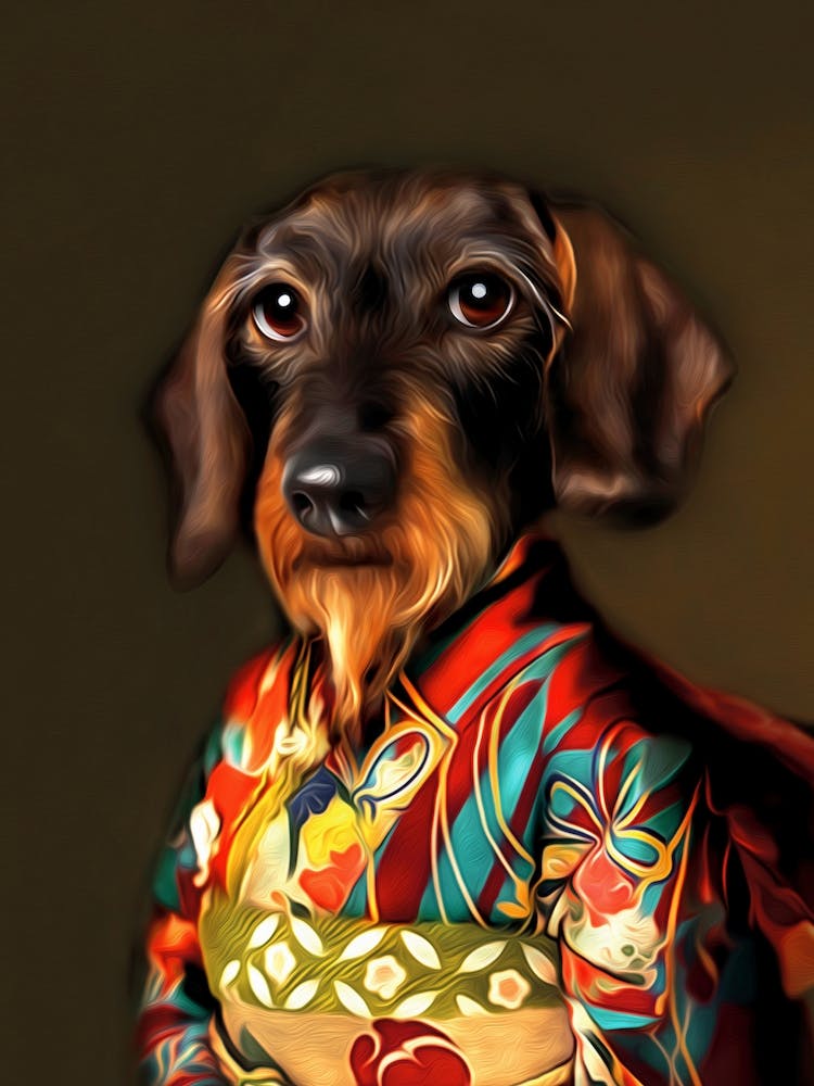 Doortje The Dachshund In Kimono Pet Portraits