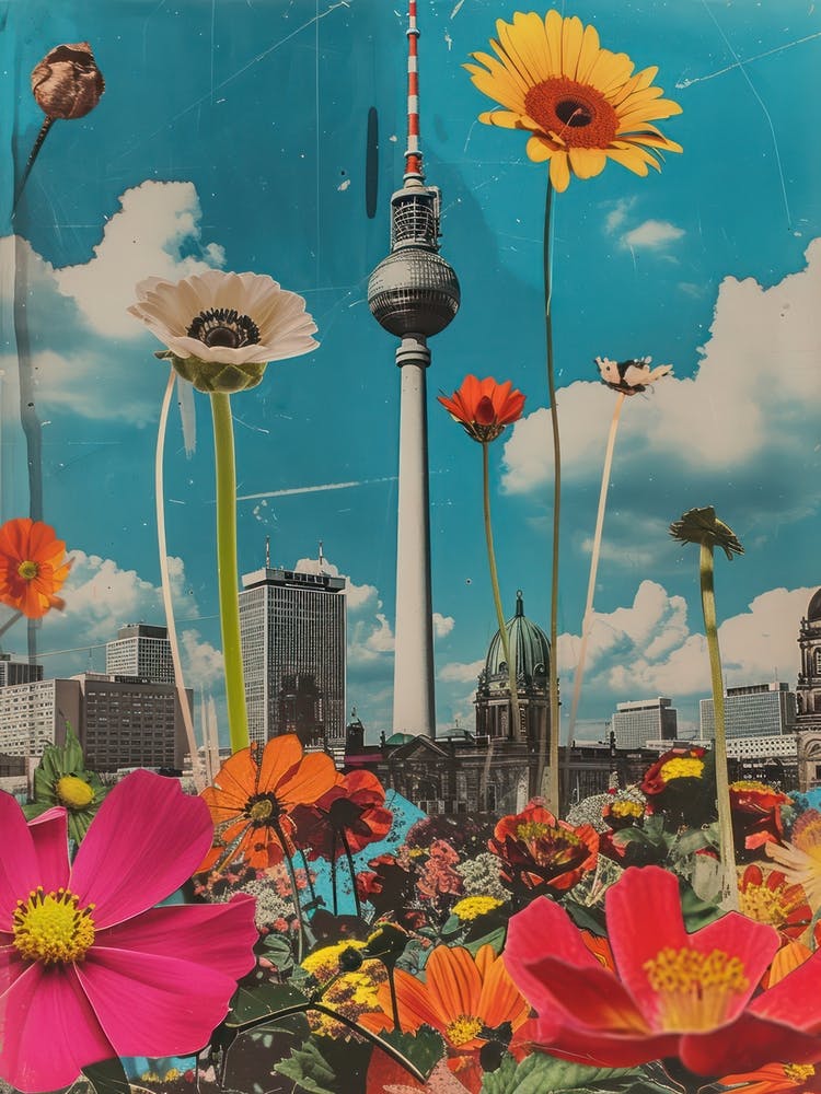 Berlin   Floral Retro Collage Style 4