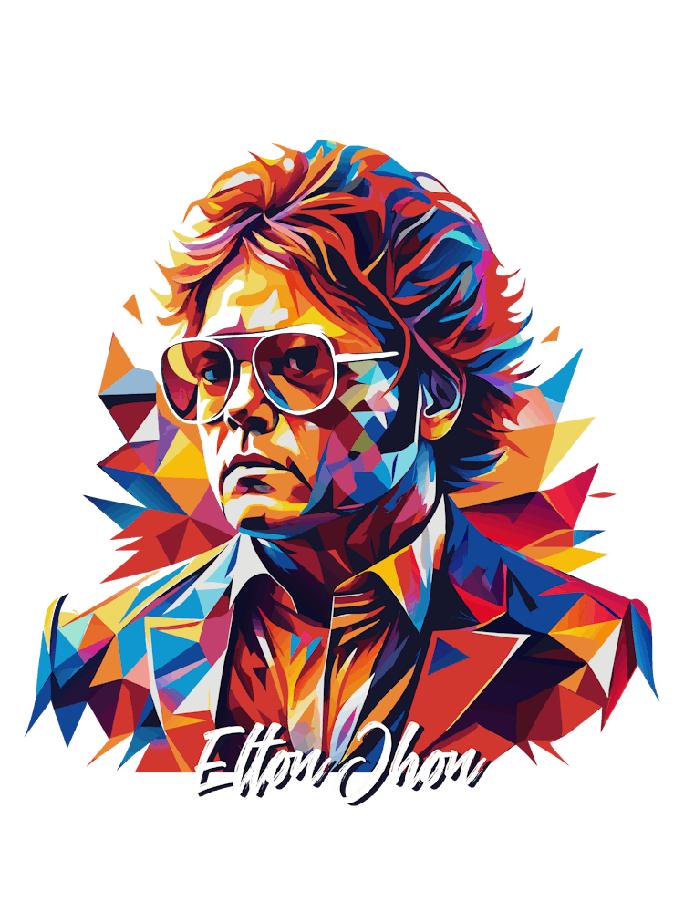 Elton Jhon 02 Portrait Music Icon Style WPAP Pop Art