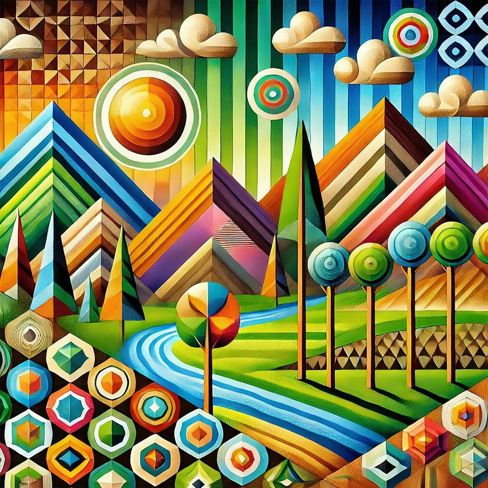 A Geometric Landscape In Vibrant Harmony