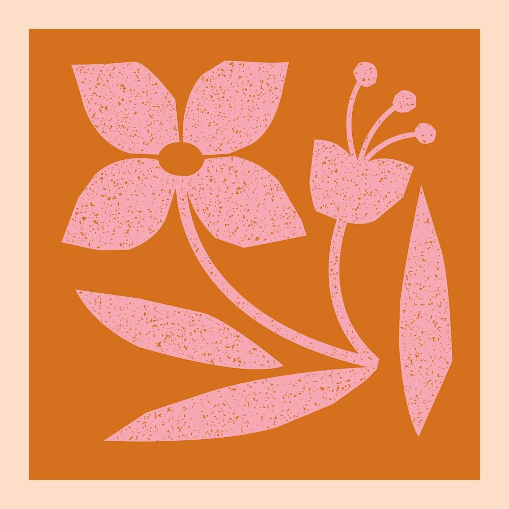 Flower Block Print Square