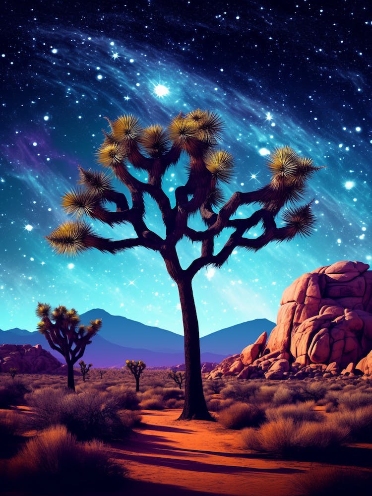 Joshua Tree In Rocky Mountains In Retro Illustration Style (4)