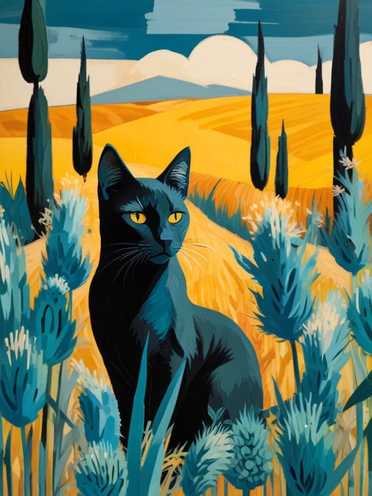 Schwarze Katze In Der Toskana
